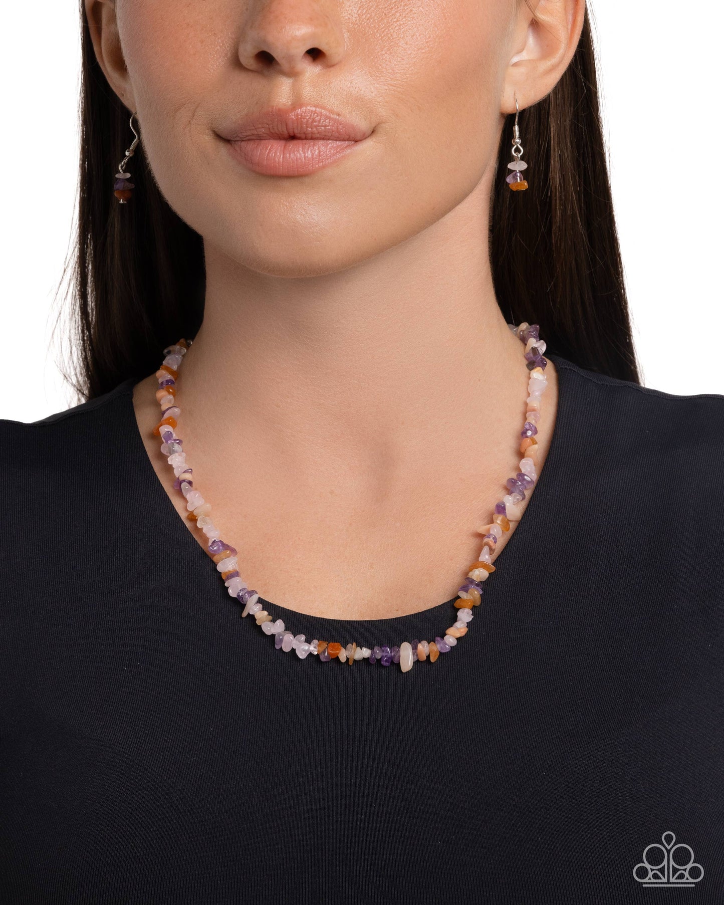 Chiseled Charm - Purple, Pink, & Natural Chiseled Stones Paparazzi Necklace & matching earrings