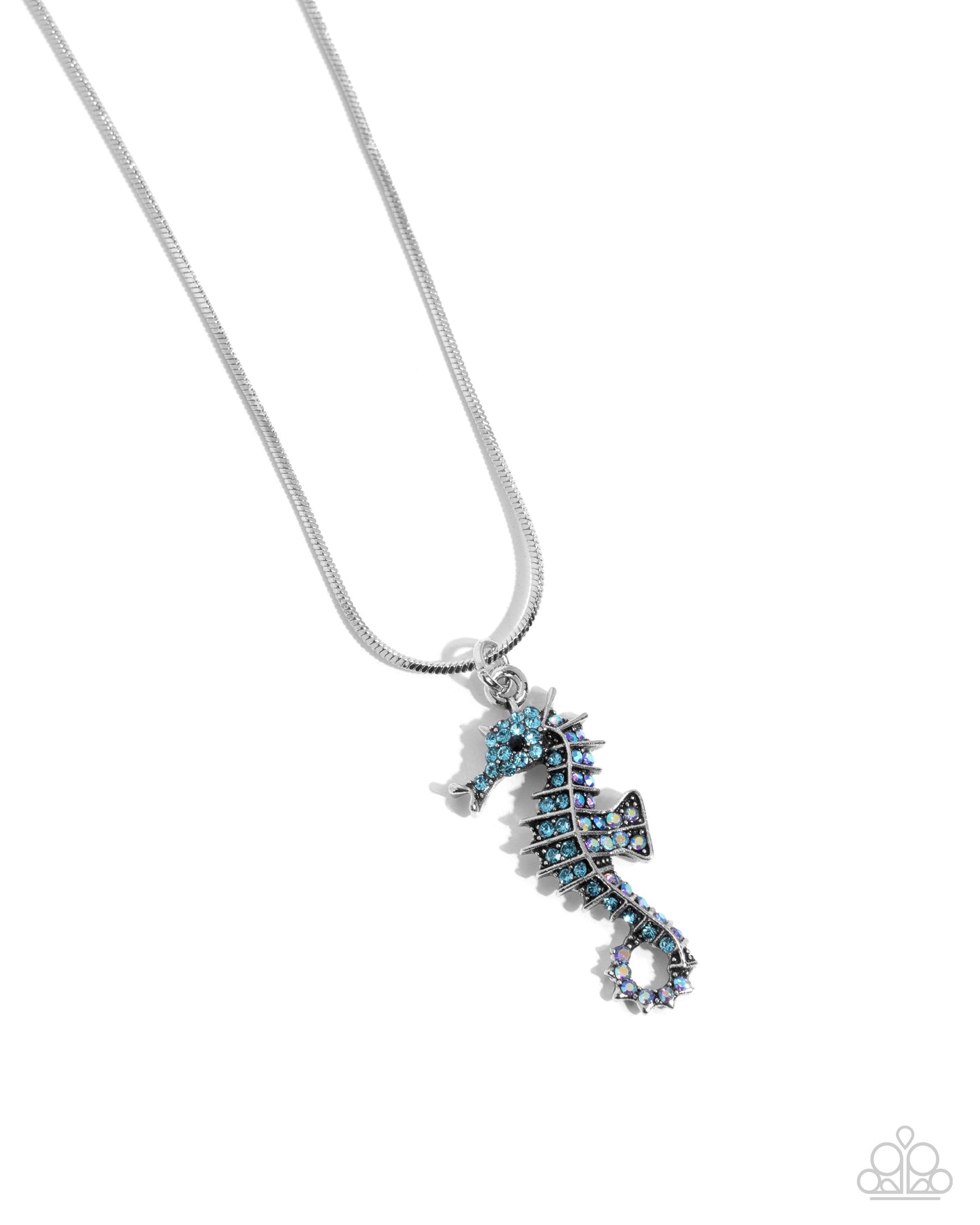 Seahorse Shanty - Blue Rhinestone Embellished Seahorse Pendant Paparazzi Necklace & matching earrings