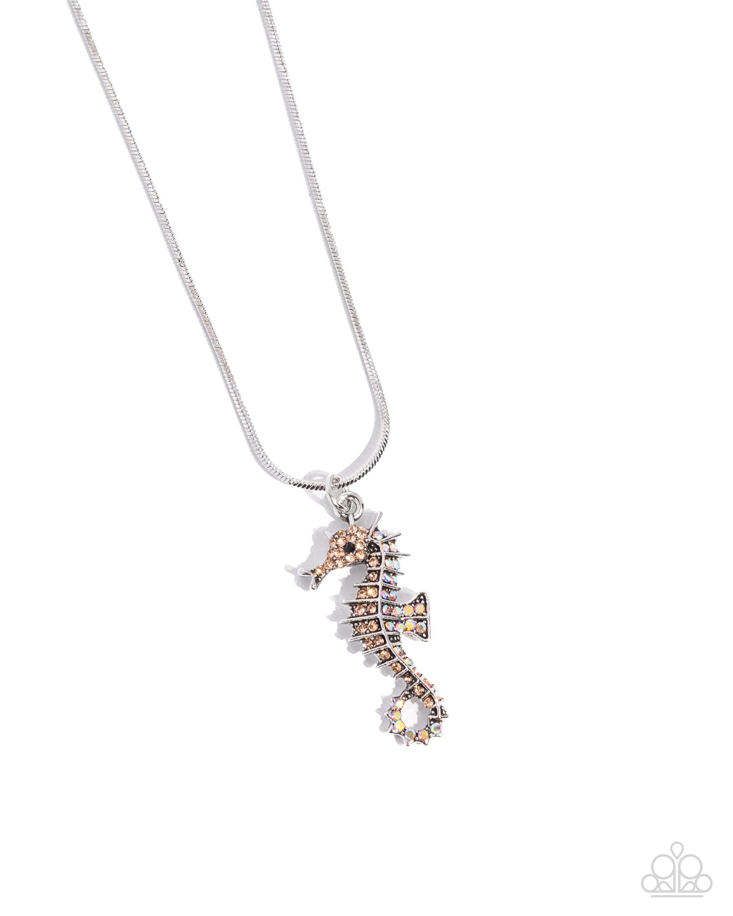 Seahorse Shanty - Orange Rhinestone Encrusted Seahorse Pendant Paparazzi Necklace & matching earrings
