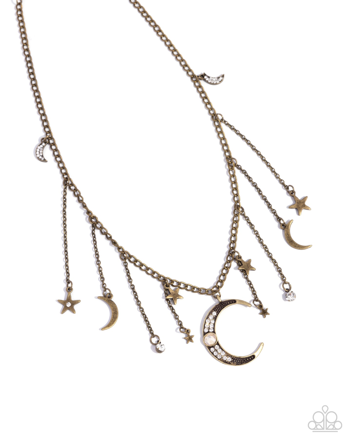 Stellar Selection - Brass Astrial Charm Fringe Paparazzi Necklace & matching earrings