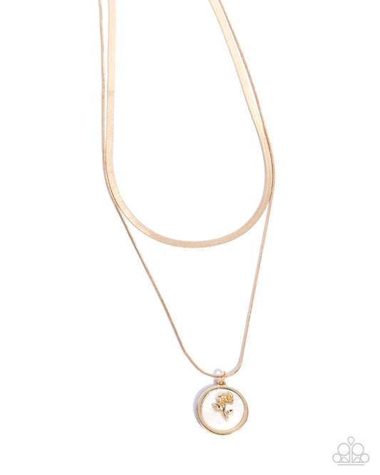 Garden Gallery - Gold Chain/Rose Pendant Paparazzi Necklace & matching earrings