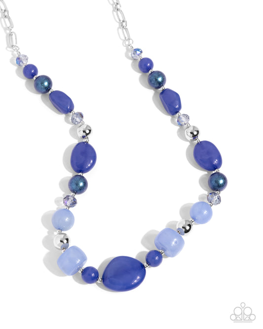 Beaded Blessing - Blue/Silver Beaded Paparazzi Necklace & matching earrings