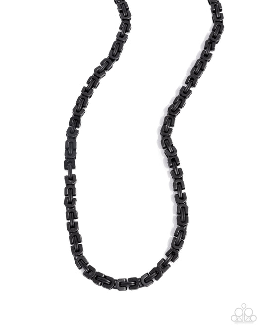 Welded Work - Black Matte Welded Links Paparazzi Men's Necklace