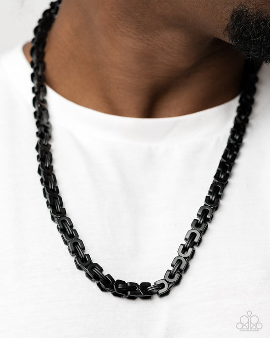 Welded Work - Black Matte Welded Links Paparazzi Men's Necklace