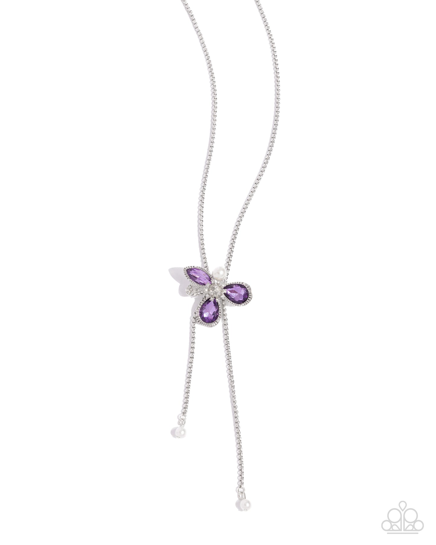 FLORAL Values - Purple Teardrop Gem Abstract Flower Adjustable Pendant Paparazzi Necklace & matching earrings