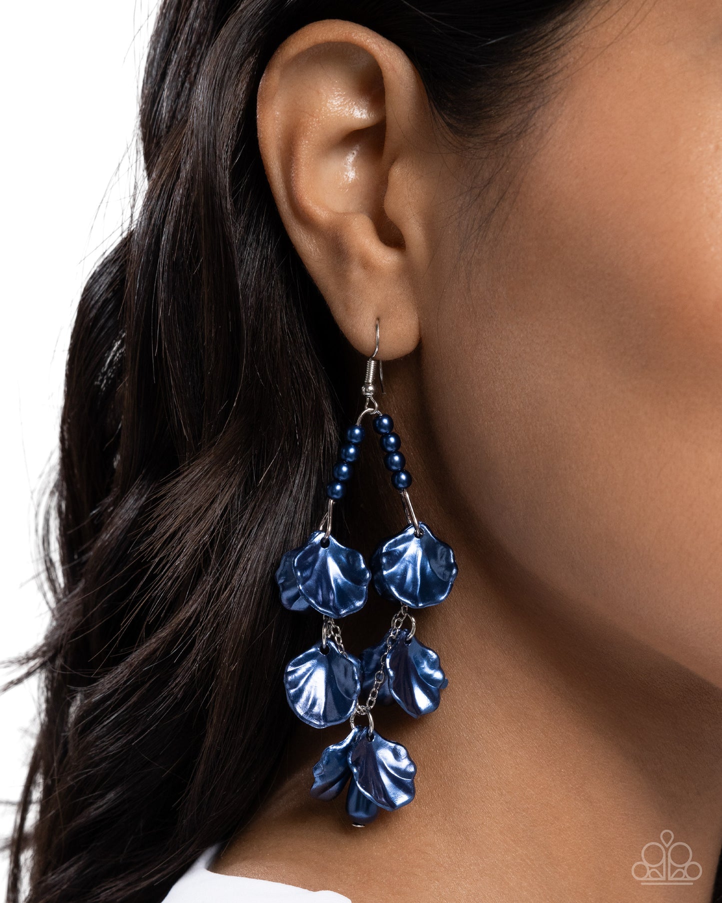 Coastal Century - Blue Pearly Seashells/Blue Pearl Beaded Paparazzi Earrings