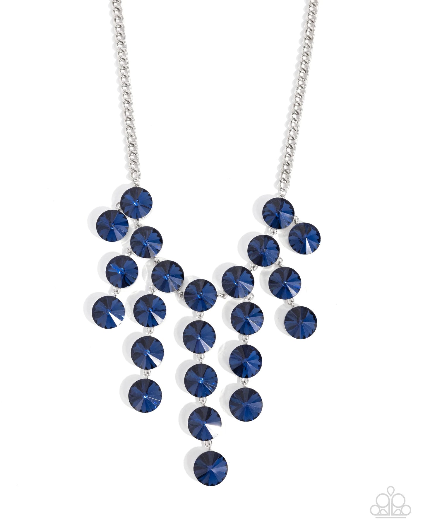 Spotlight Stunner - Blue Oversized Rhinestone Tassel Paparazzi Necklace & matching earrings