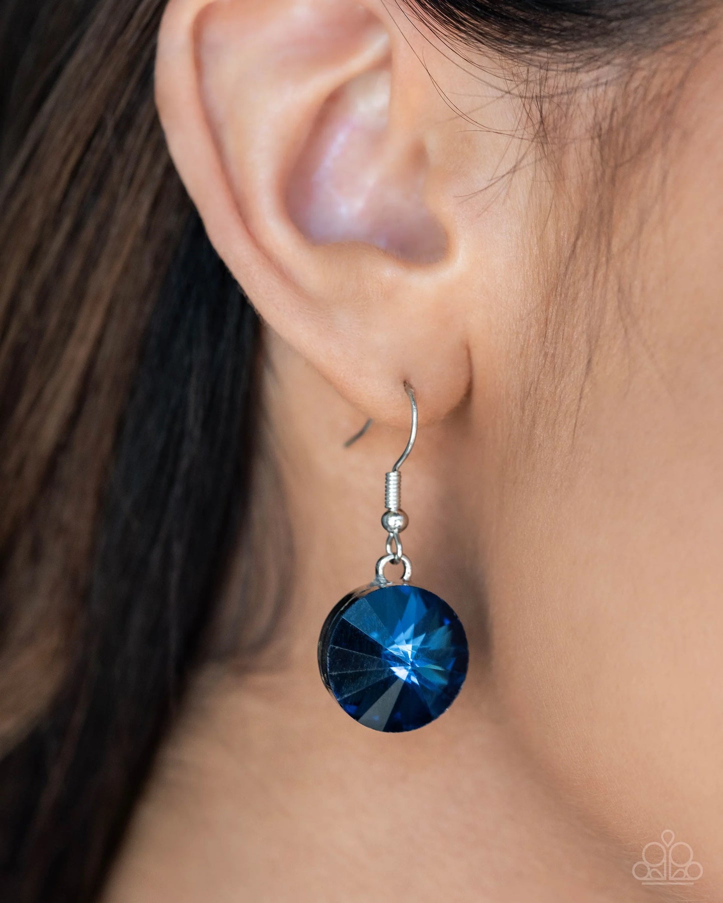 Spotlight Stunner - Blue Oversized Rhinestone Tassel Paparazzi Necklace & matching earrings