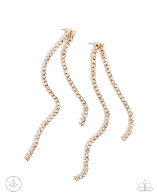 Elevated Elegance - Gold Fittings/Strands of White Rhinestones Paparazzi Earrings