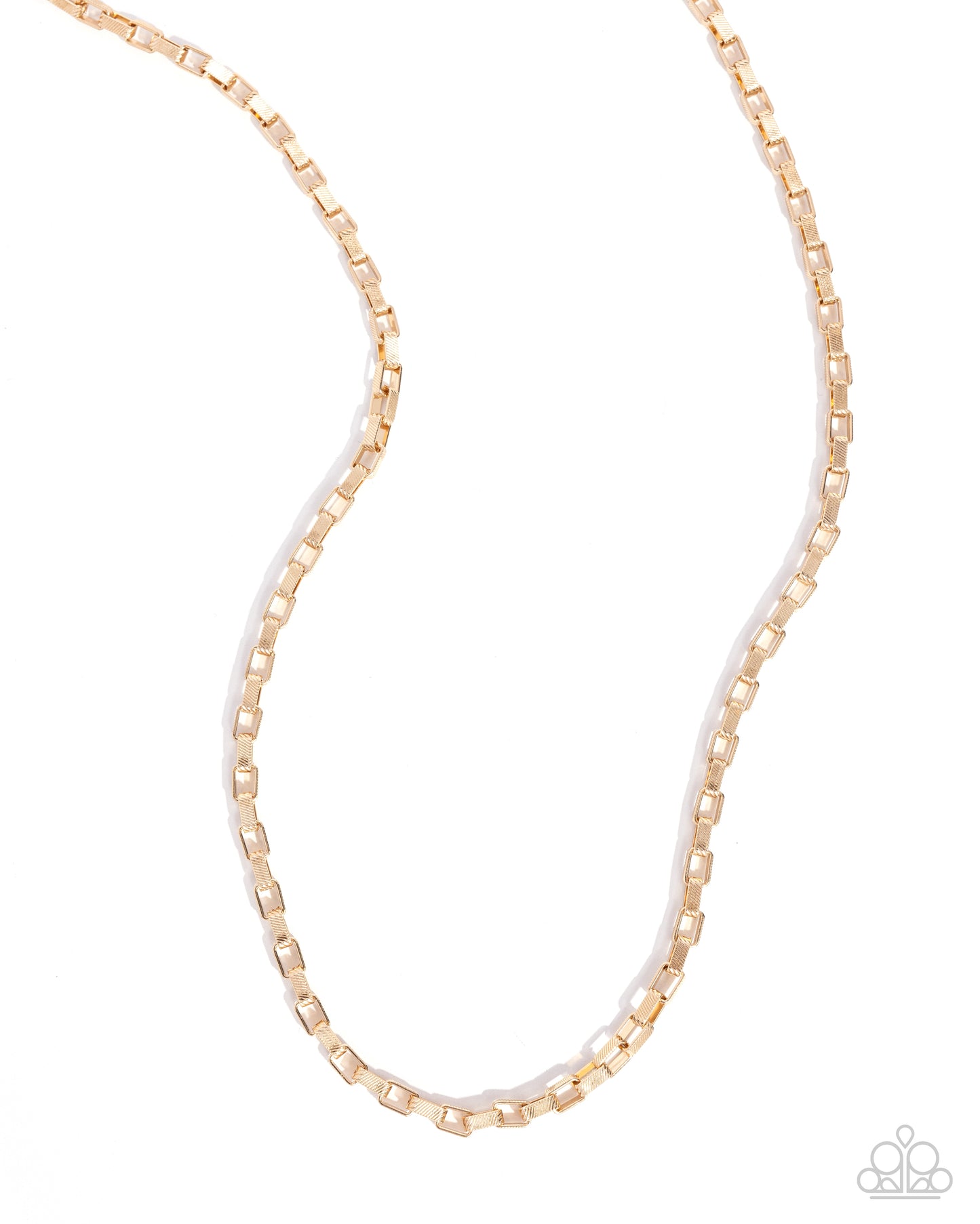 Smoldering Squares - Gold Elongated Box Chain Paparazzi Men's Necklace