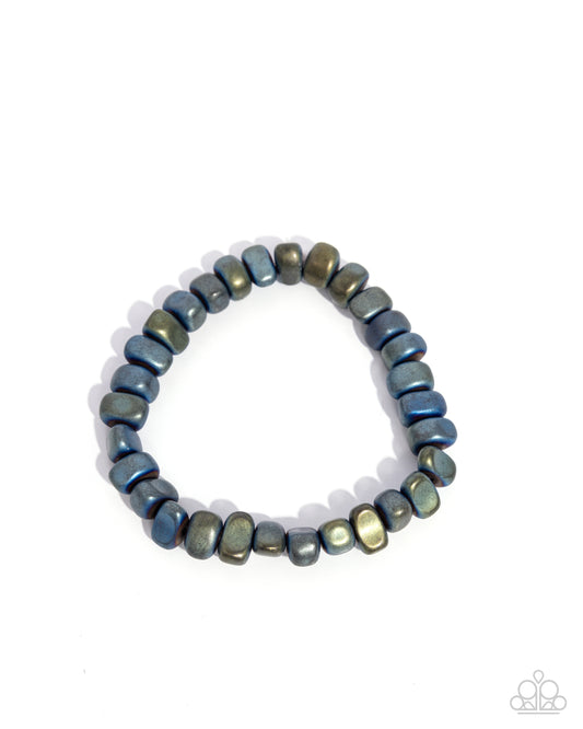 Matte Motivation - Green Matte Metallic Beaded Paparazzi Stretch Bracelet