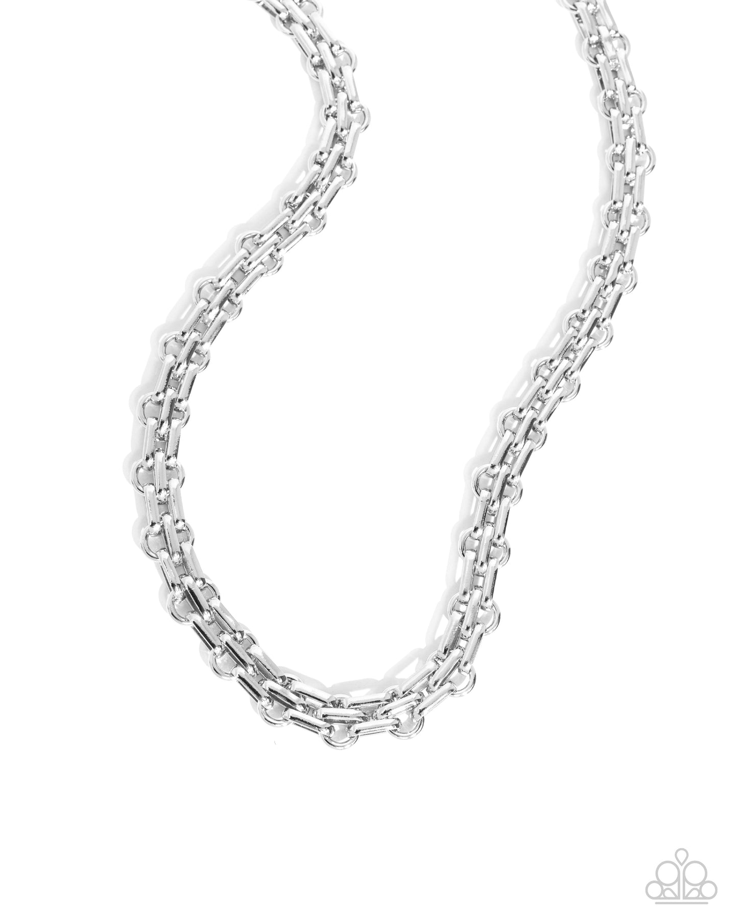 Immaculate Industry - Silver Abstract Interlocking Chain Paparazzi Necklace & matching earrings