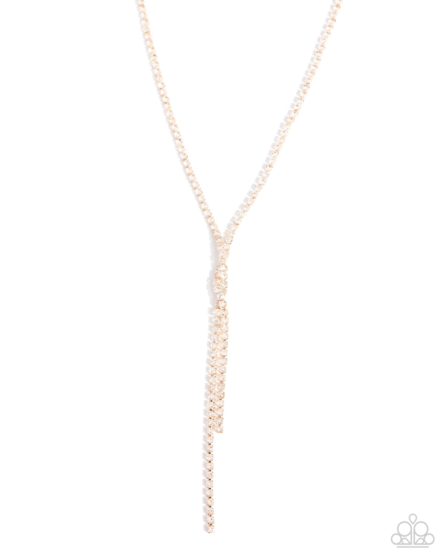 Timeless Team - Gold Square Fittings/White Rhinestones Paparazzi Necklace & matching earrings