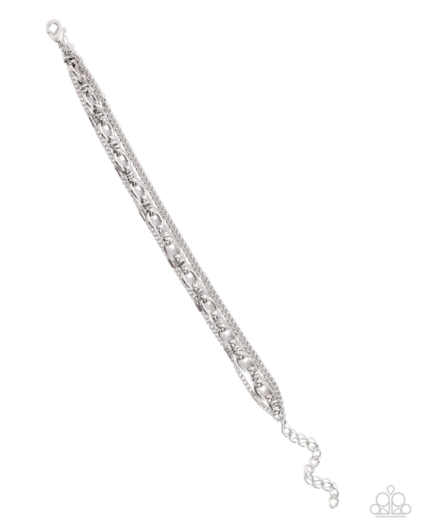 Chained Celebration - Silver Mismatched Chain Paparazzi Tennis Bracelet