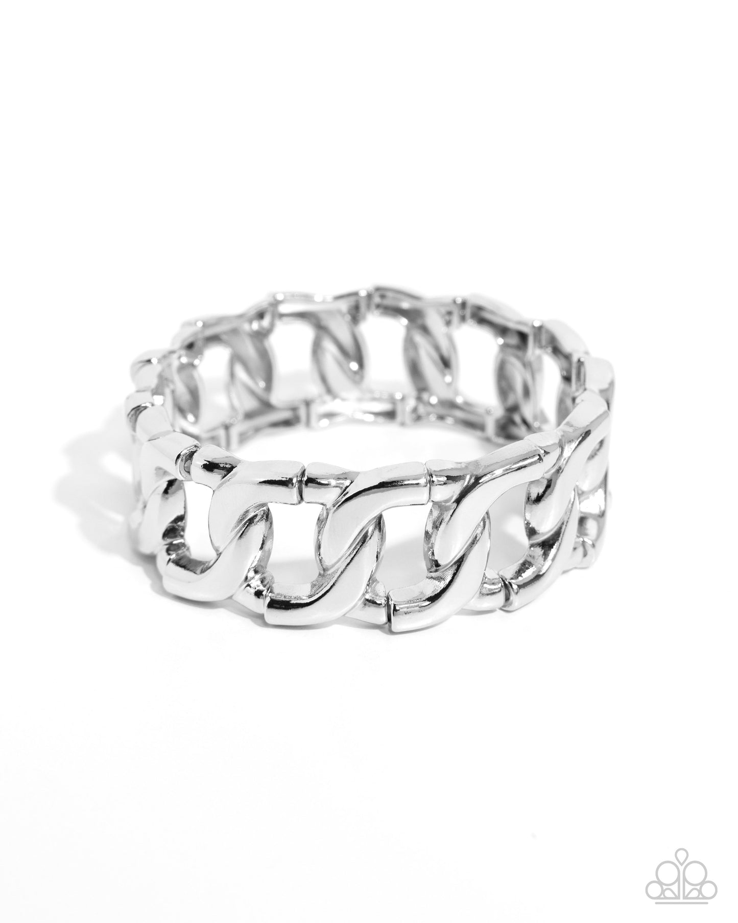 Forged in Fame - Silver Curb Chain Paparazzi Stretch Bracelet