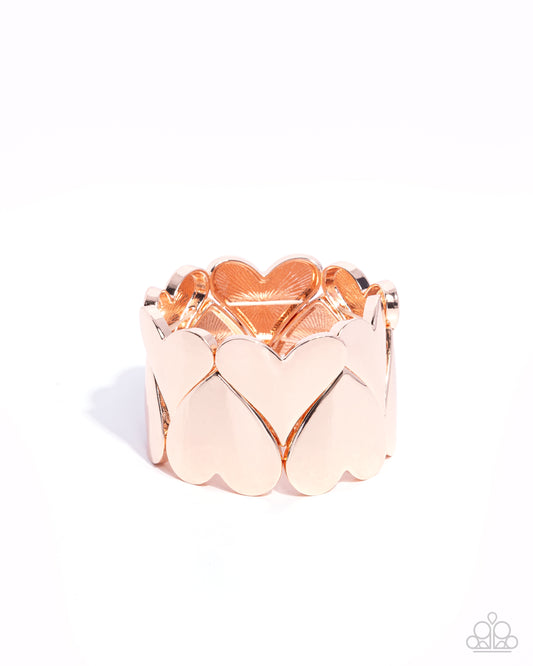 Sweetheart Setting - Rose Gold Elongated Hearts Paparazzi Stretch Bracelet