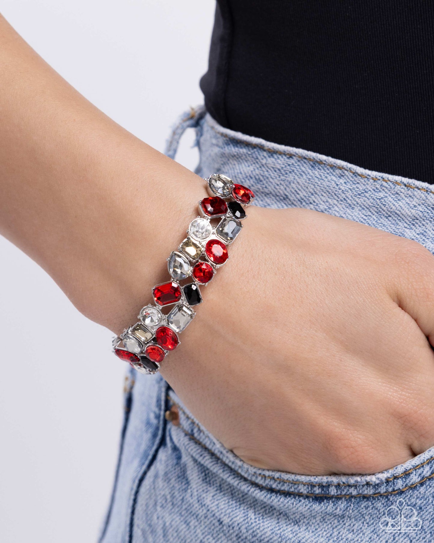 Handcrafted Haven - Red & Multicolored Gems Paparazzi Stretch Bracelet