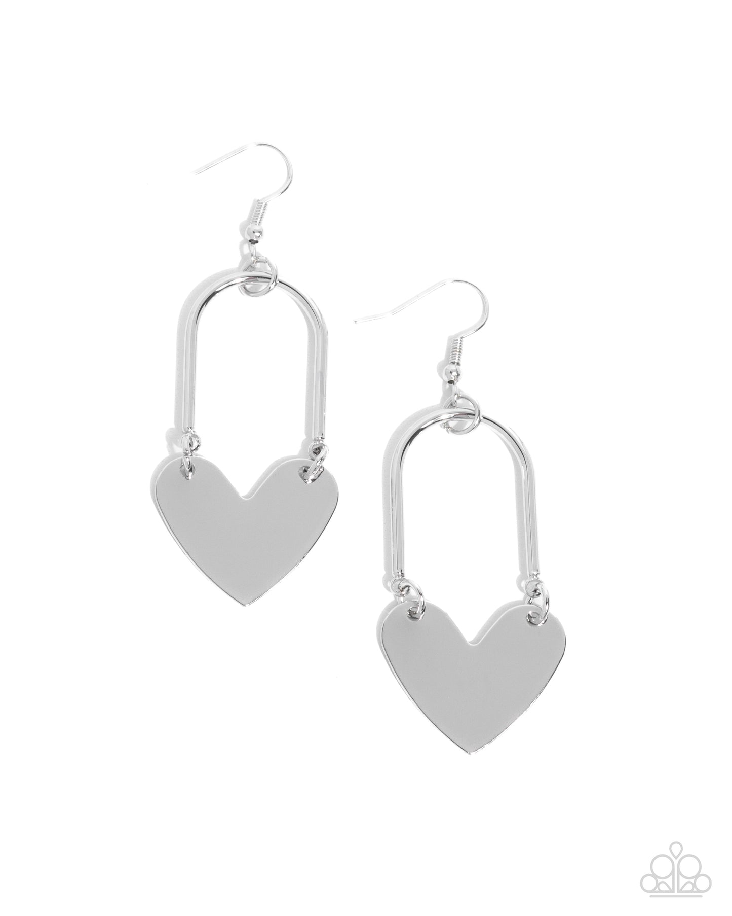 Lady Locket - Silver Heart Pendant Paparazzi Earrings