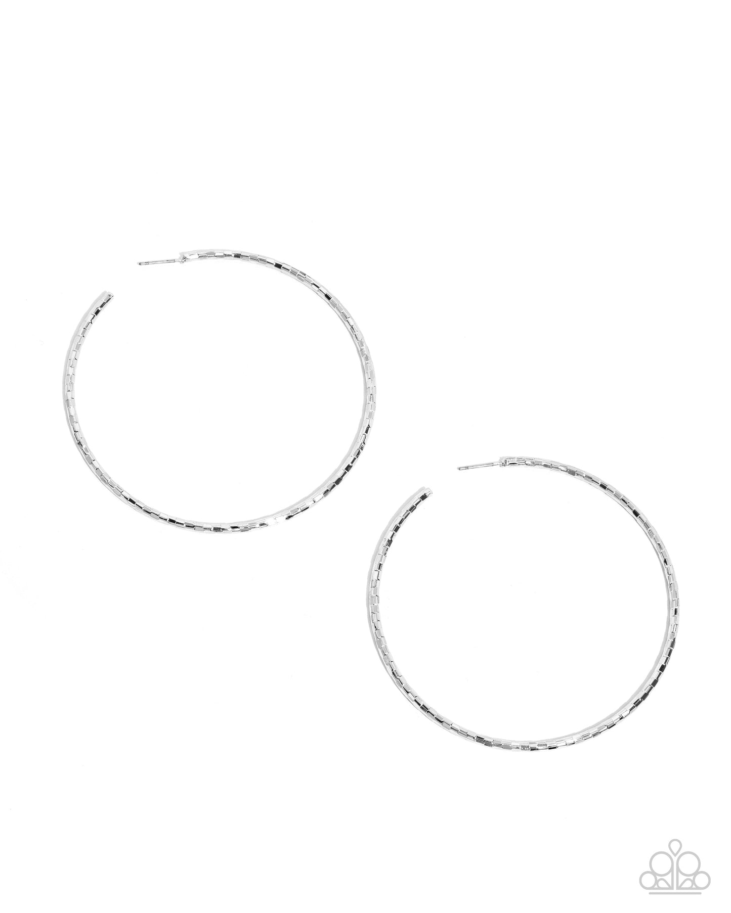 Closer To Chic - Silver Cylindrical Beaded Paparazzi Hoop Earrings