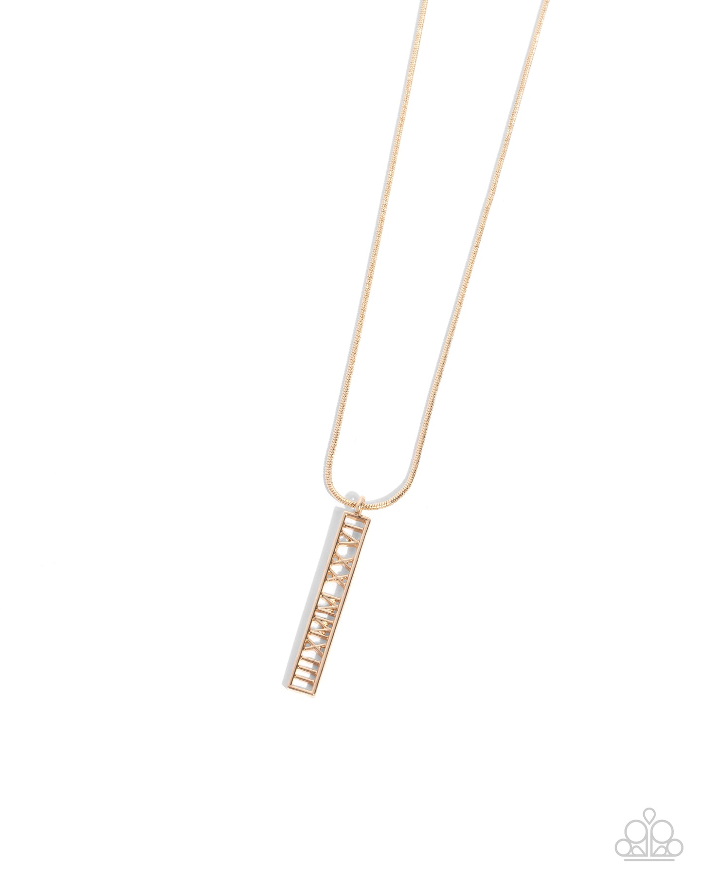 Roman Report - Gold Roman Numeral Embellished Pendant Paparazzi Men's Necklace