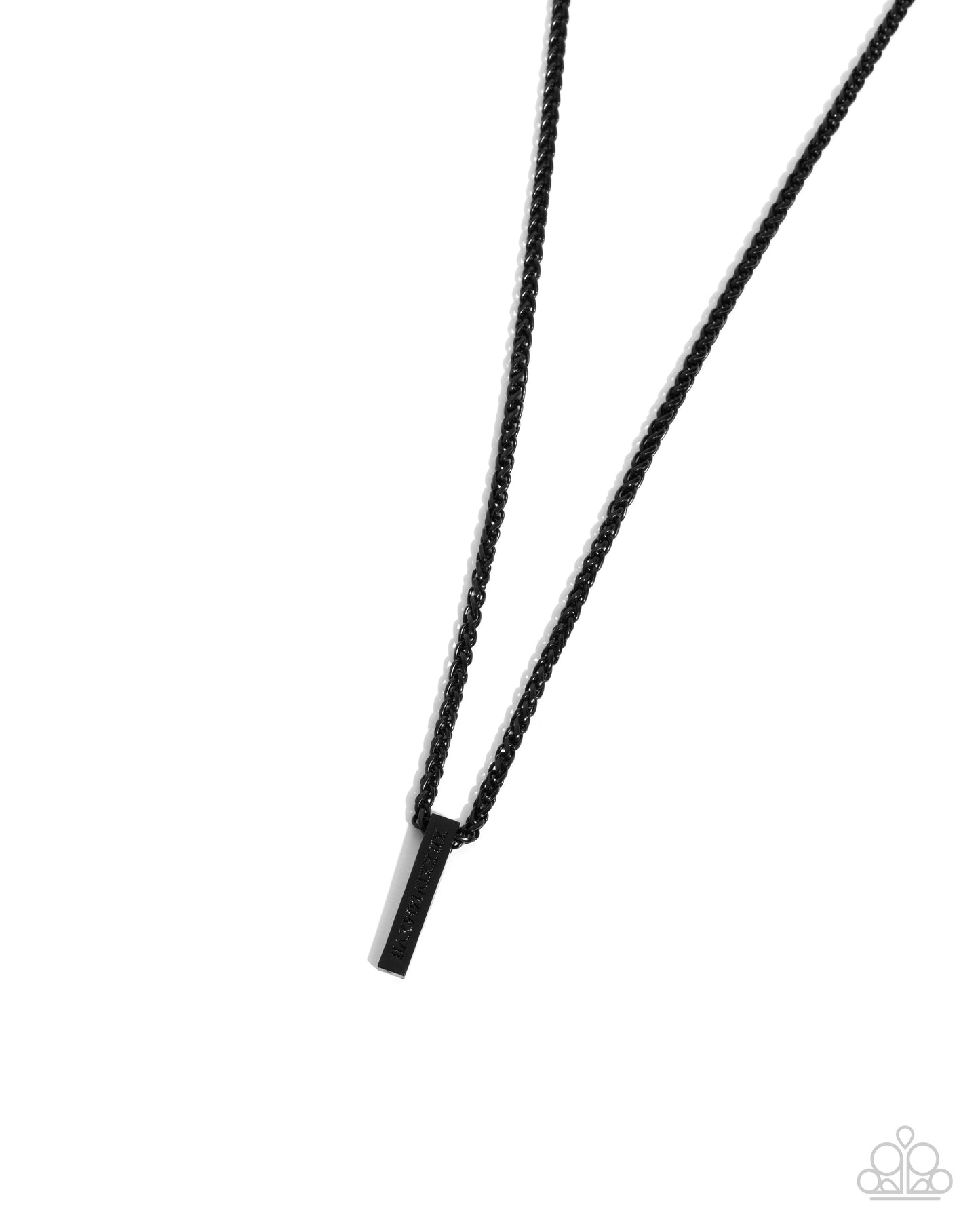 Roman Rebel - Black Stamped Roman Numeral Bar Pendant Paparazzi Necklace