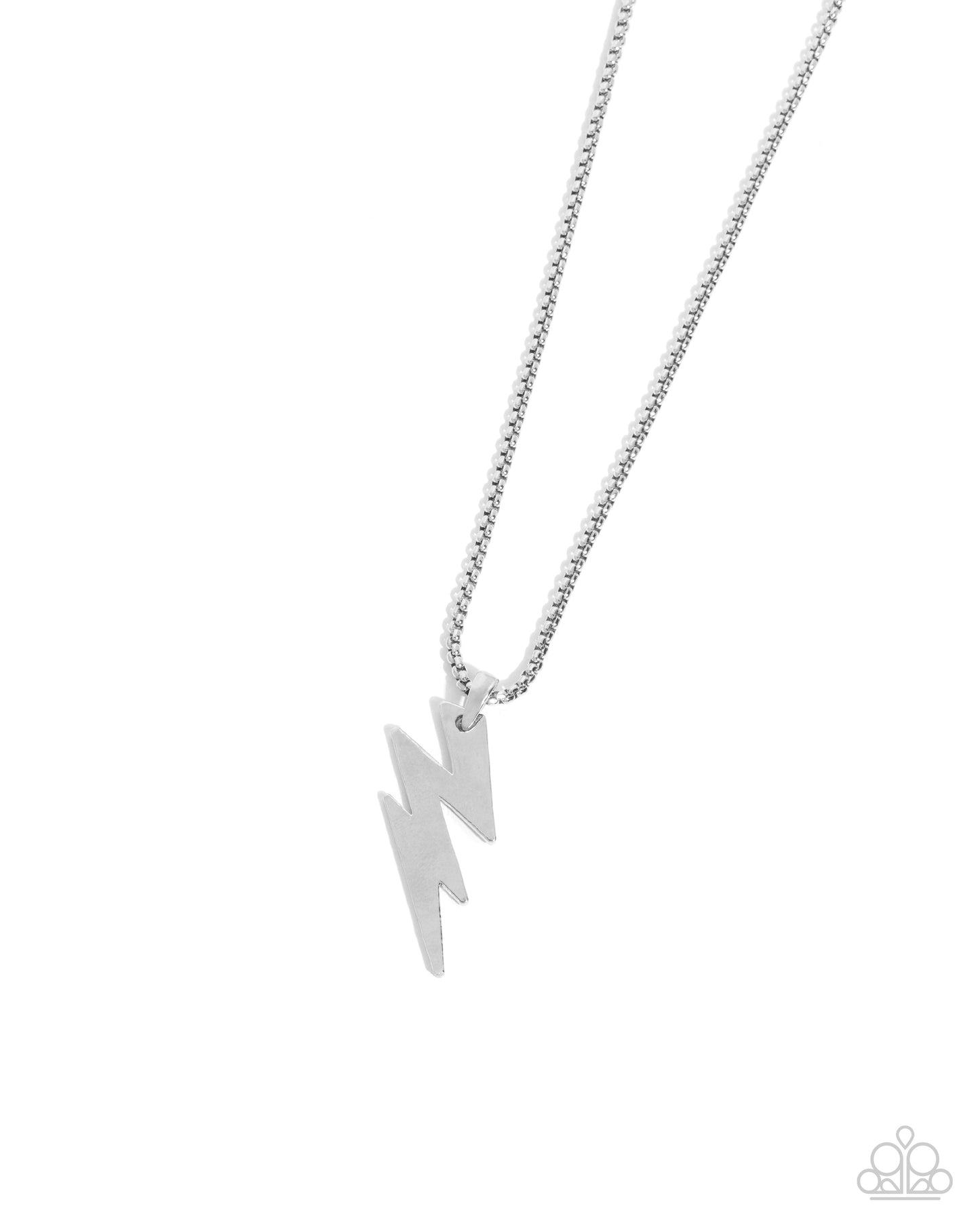 Electric Encore - Silver Lightning Bolt Pendant/Silver Box Chain Paparazzi Men's Necklace