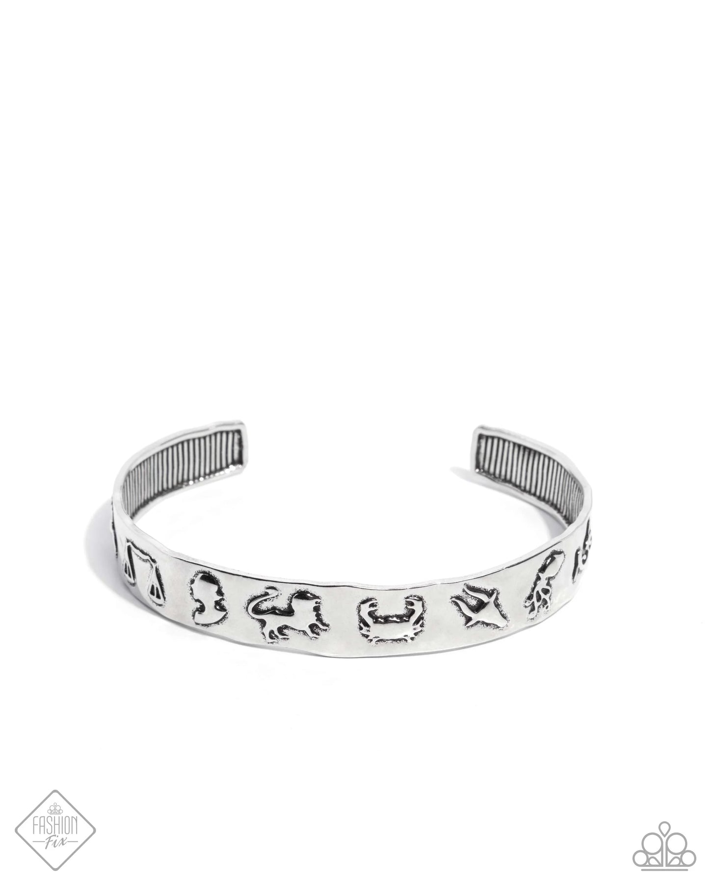 Astrology A-Lister - Silver Zodiac Sign Embossed Paparazzi Cuff Bracelet