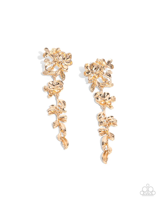 Generous Garden - Gold Flowers & Gold Leaves Paparazzi Earrings