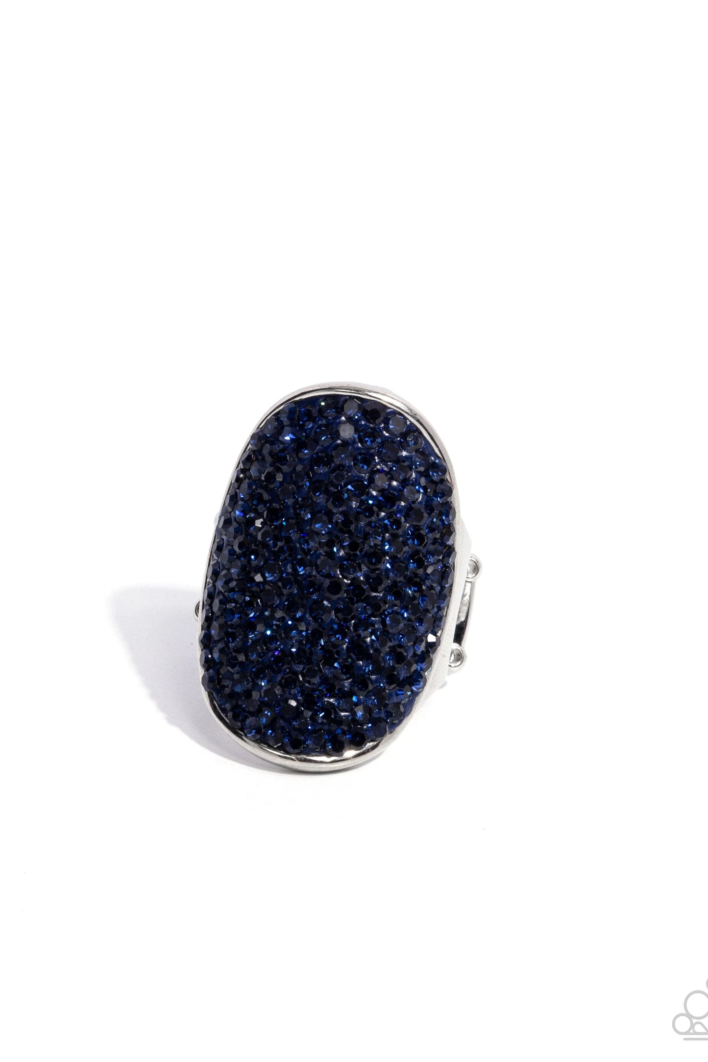 Exaggerated Elitist - Blue Oval Frame & Blue Rhinestones Paparazzi Ring