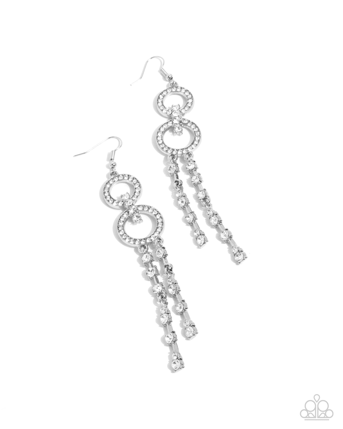 Chic Crowd - White Rhinestone Encrusted Paparazzi Earrings