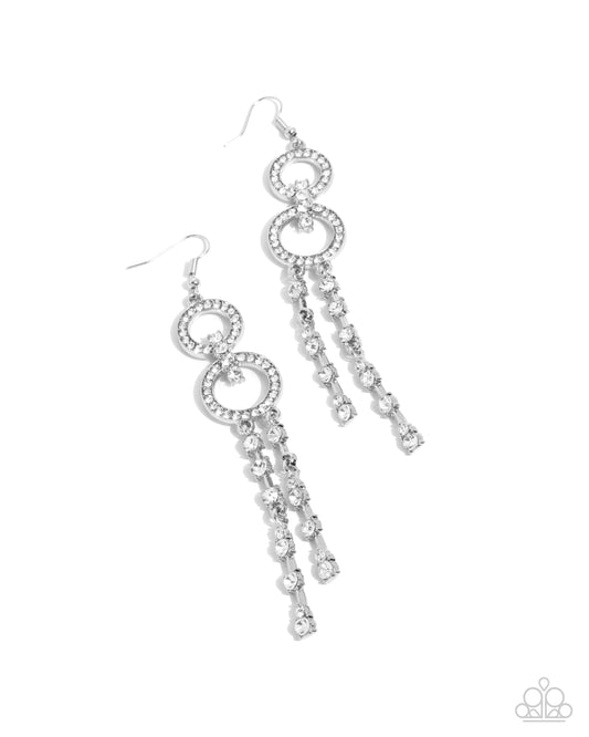 Chic Crowd - White Rhinestone Encrusted Paparazzi Earrings