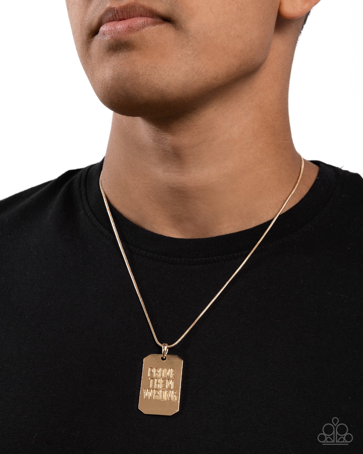 Prove Them Wrong - Gold "Prove Them Wrong" Pendant Paparazzi Men's Necklace