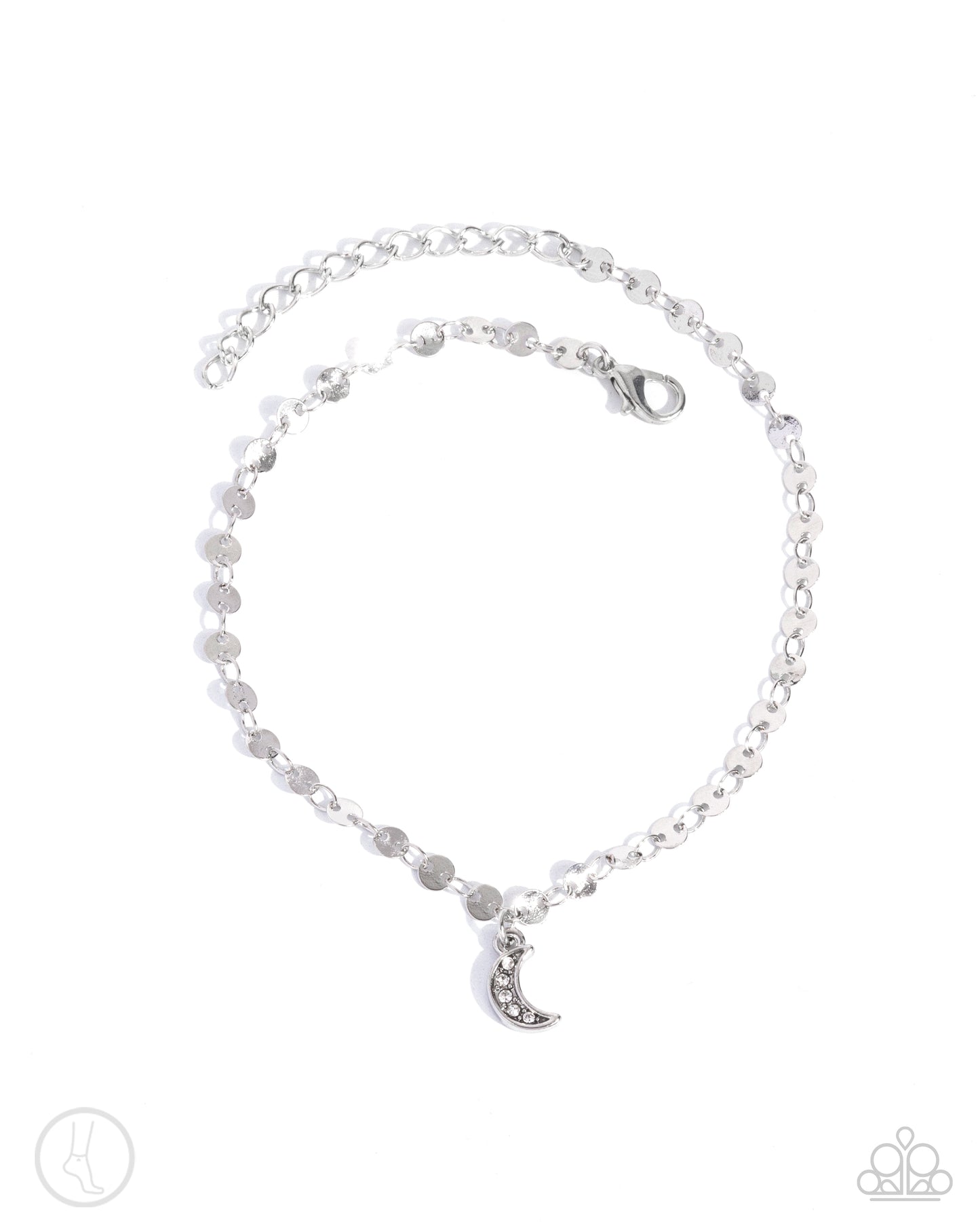 Crescent Chic - Silver Crescent Moon & Silver Soda Tab Chain Paparazzi Anklet