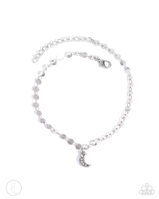 Crescent Chic - Silver Crescent Moon & Silver Soda Tab Chain Paparazzi Anklet