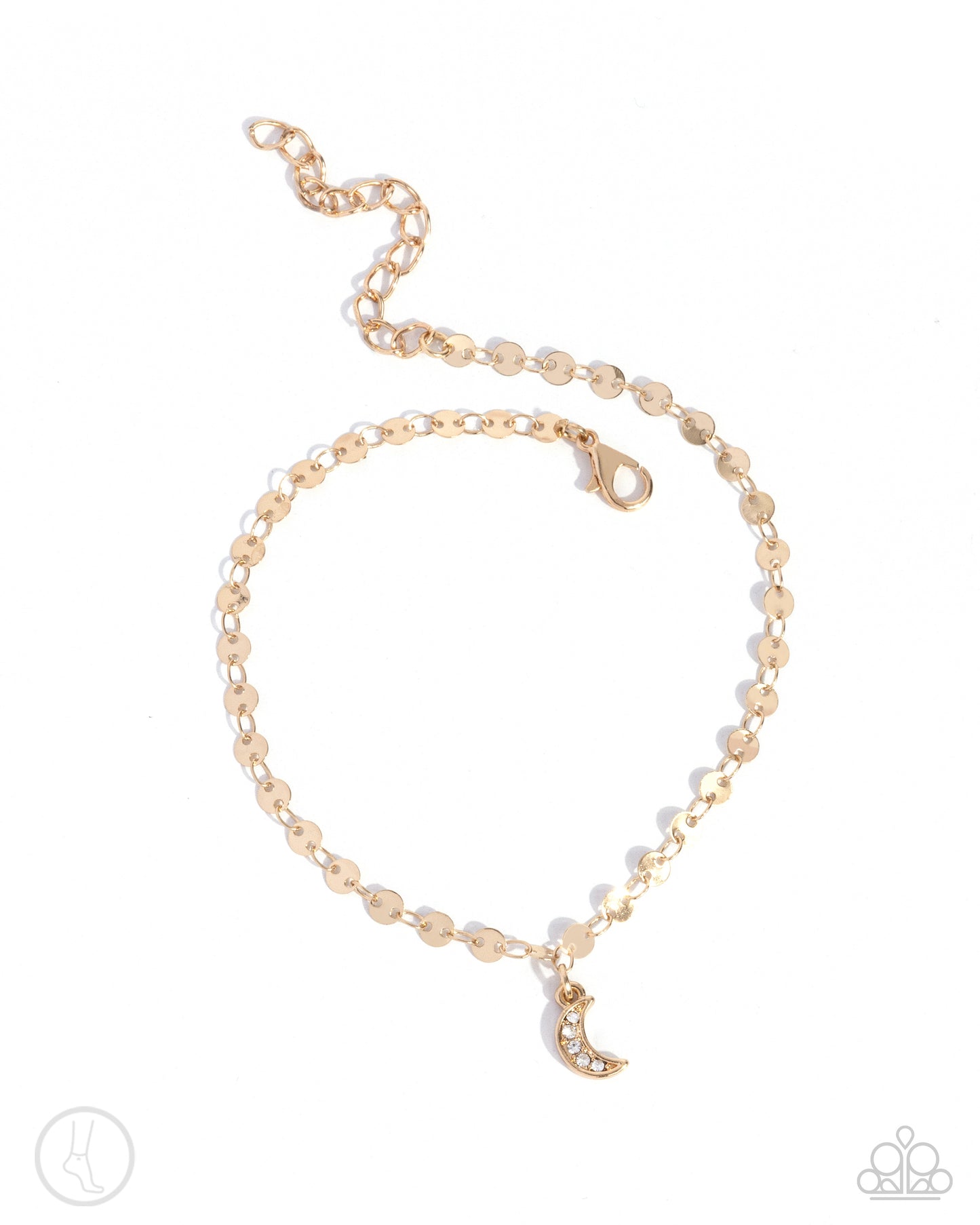 Crescent Chic - Gold Crescent Moon Charm & Gold Soda-Tab Chain Paparazzi Anklet