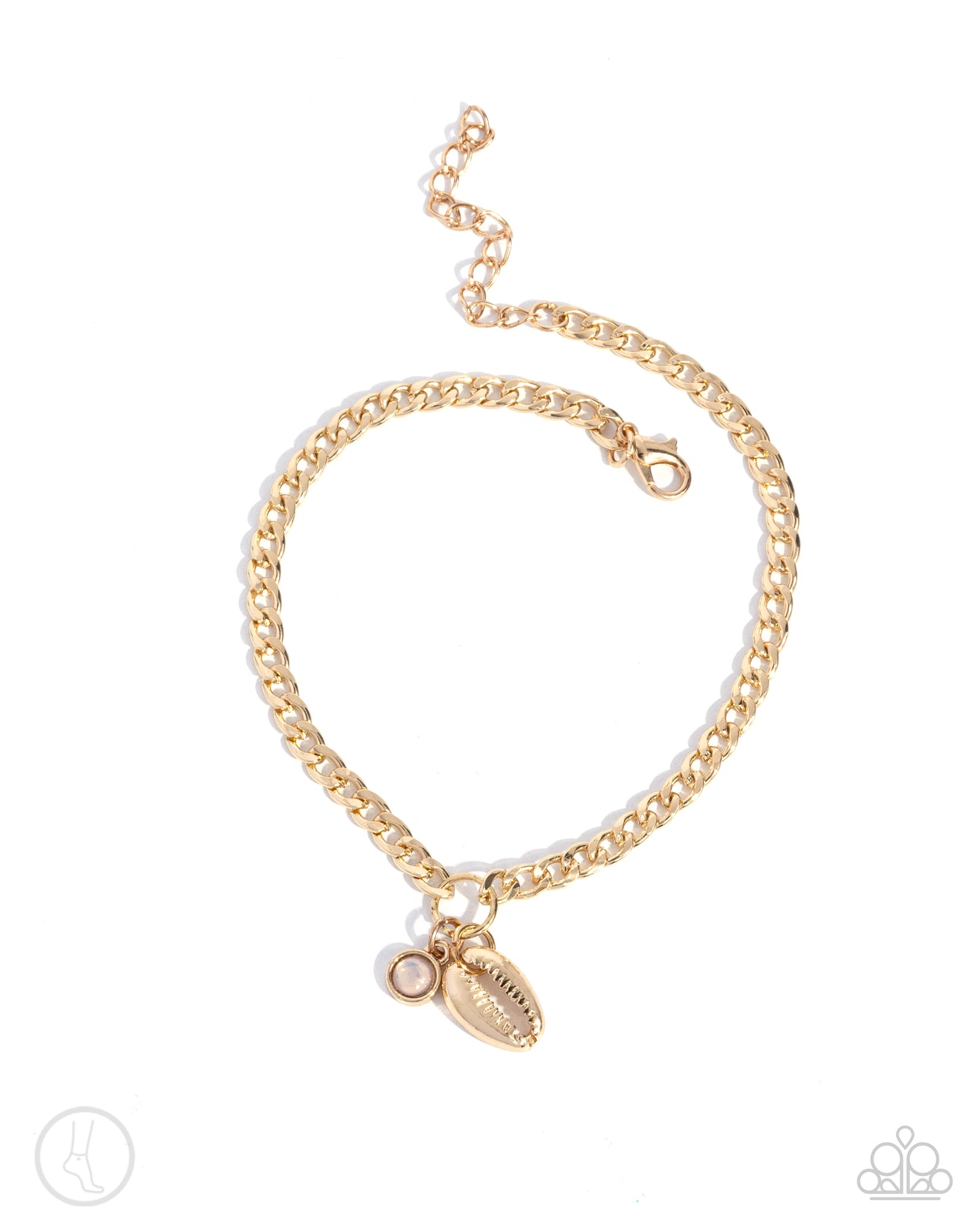 Conch Comeback - Pink Bead & Gold Conch Shell Paparazzi Anklet
