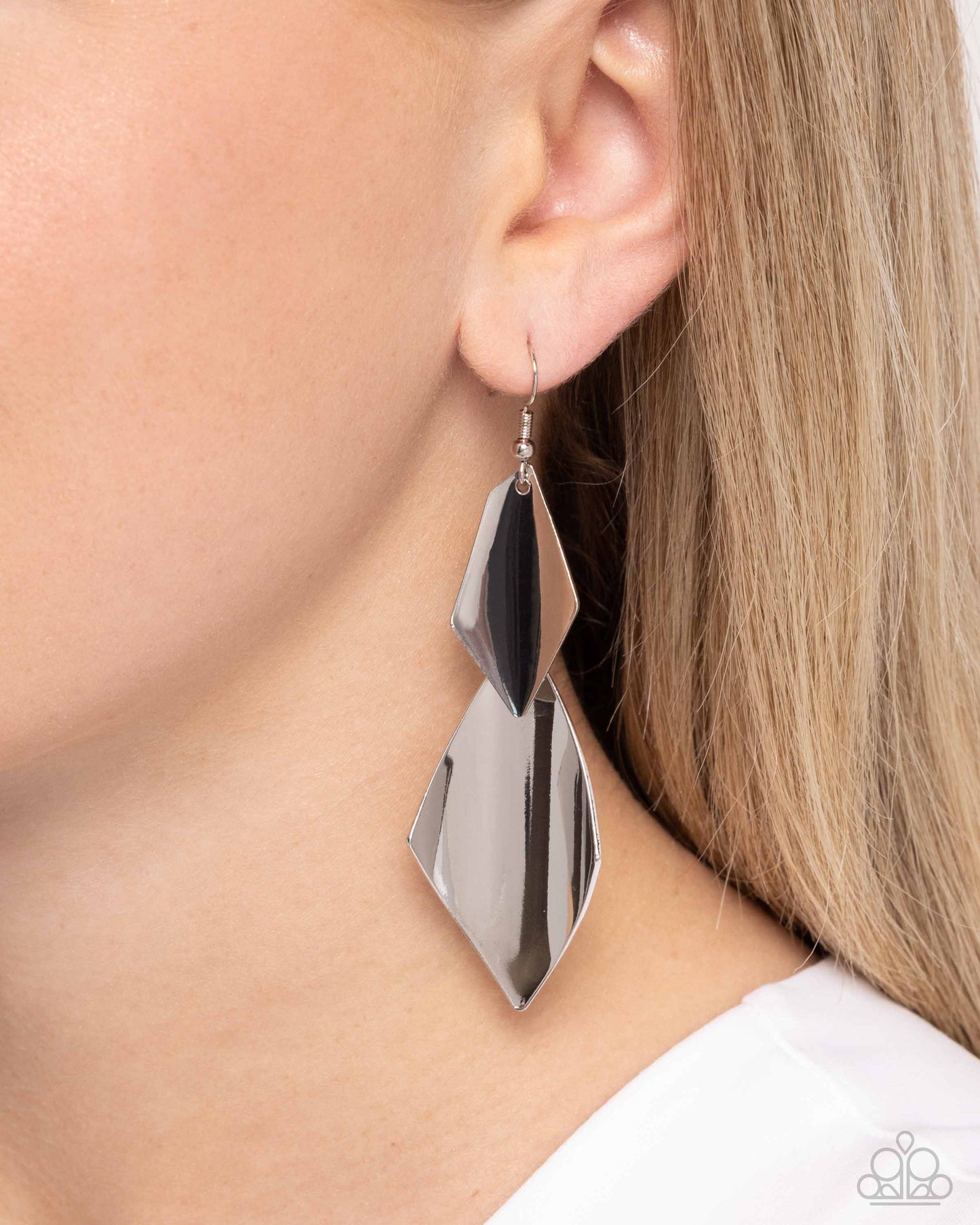 Skillfully Sheared - Silver Interconnected Reflective Pieces Paparazzi Earrings