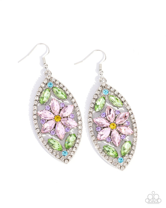 Gallant Garden - Multicolored Flower Rhinestone Paparazzi Earrings