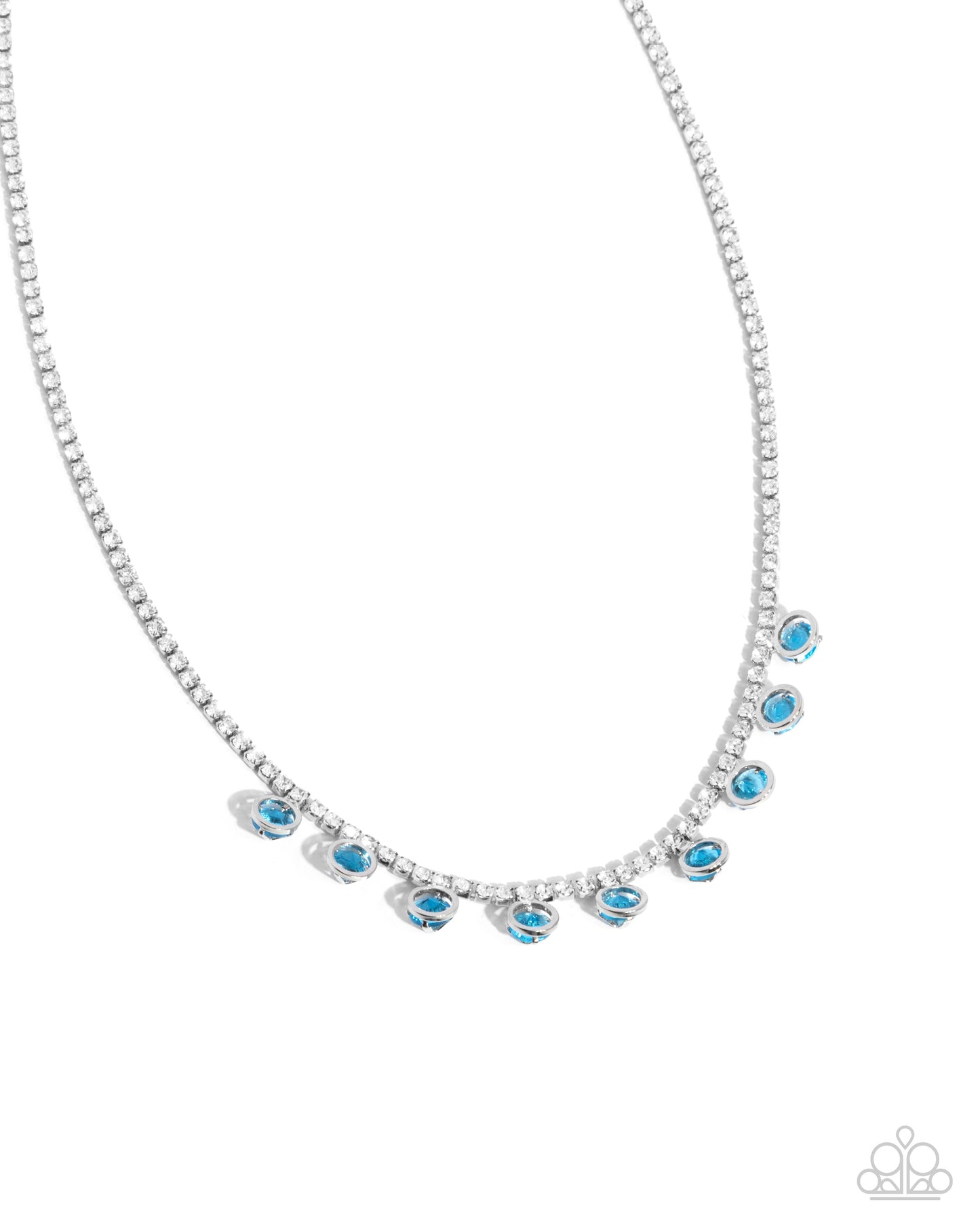 Conveying Charm - Blue Cubic Zirconia/White Rhinestone Paparazzi Necklace & matching earrings