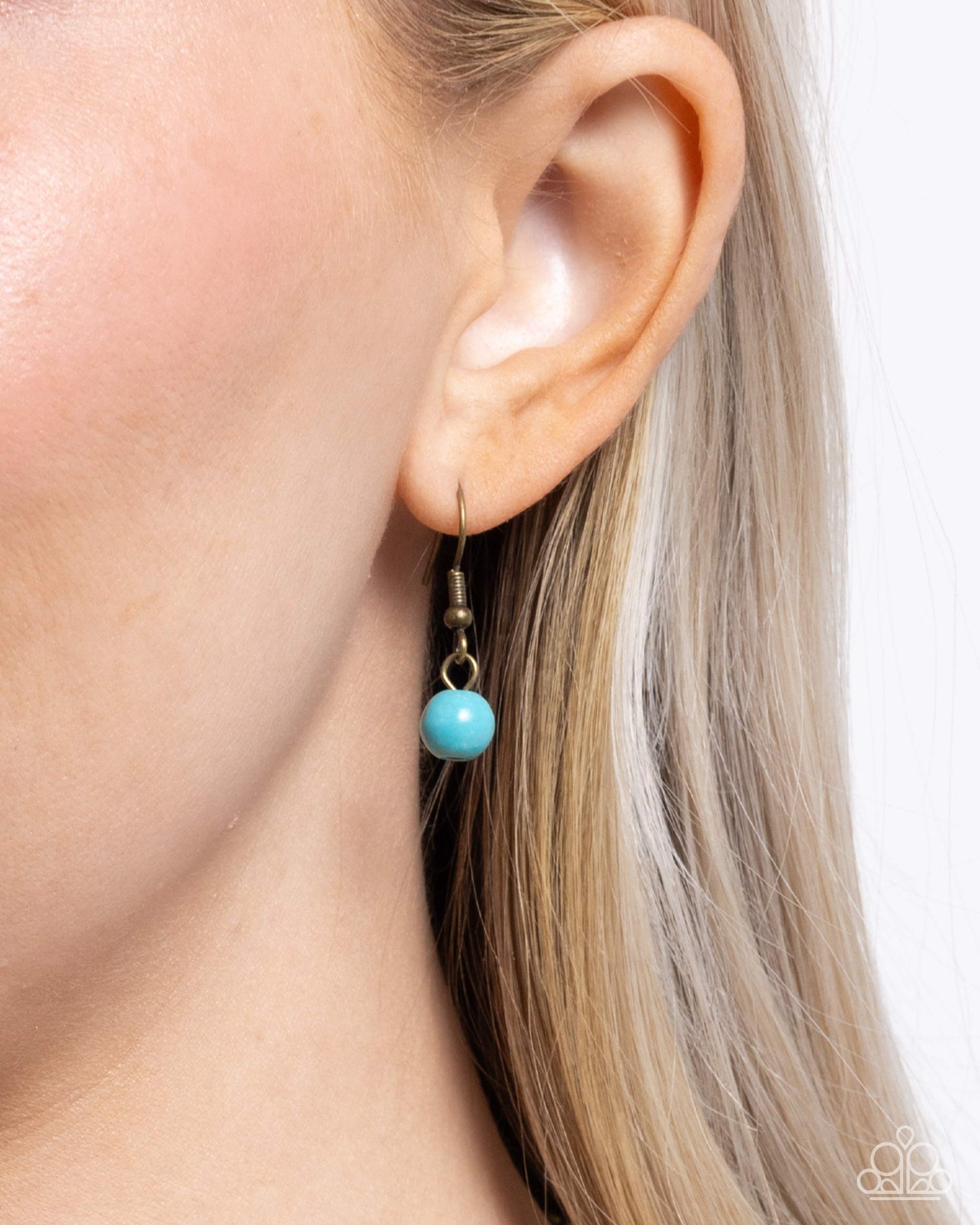 Artful Arrow - Brass Cable Chain/Turquoise Stone Heart Pendant Paparazzi Necklace & matching earrings