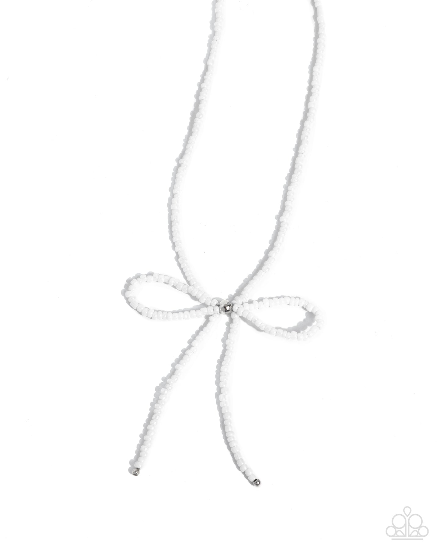 High-Class Hype - White Pearlized Seed Bead Bow/Necklace Paparazzi Necklace & matching earrings