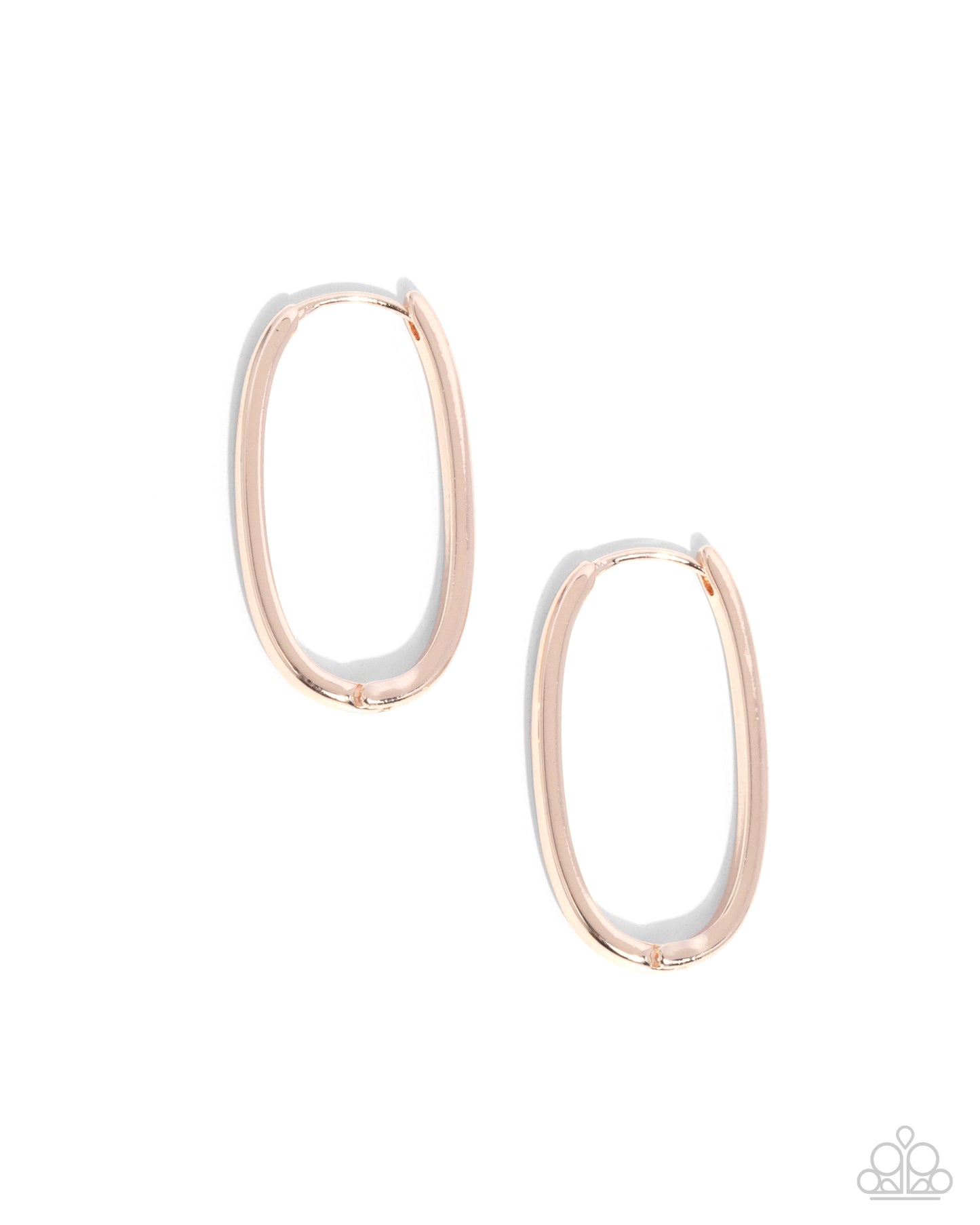 Now or LEISURE - Rose Gold Oval Hinge Hoop Paparazzi Earrings