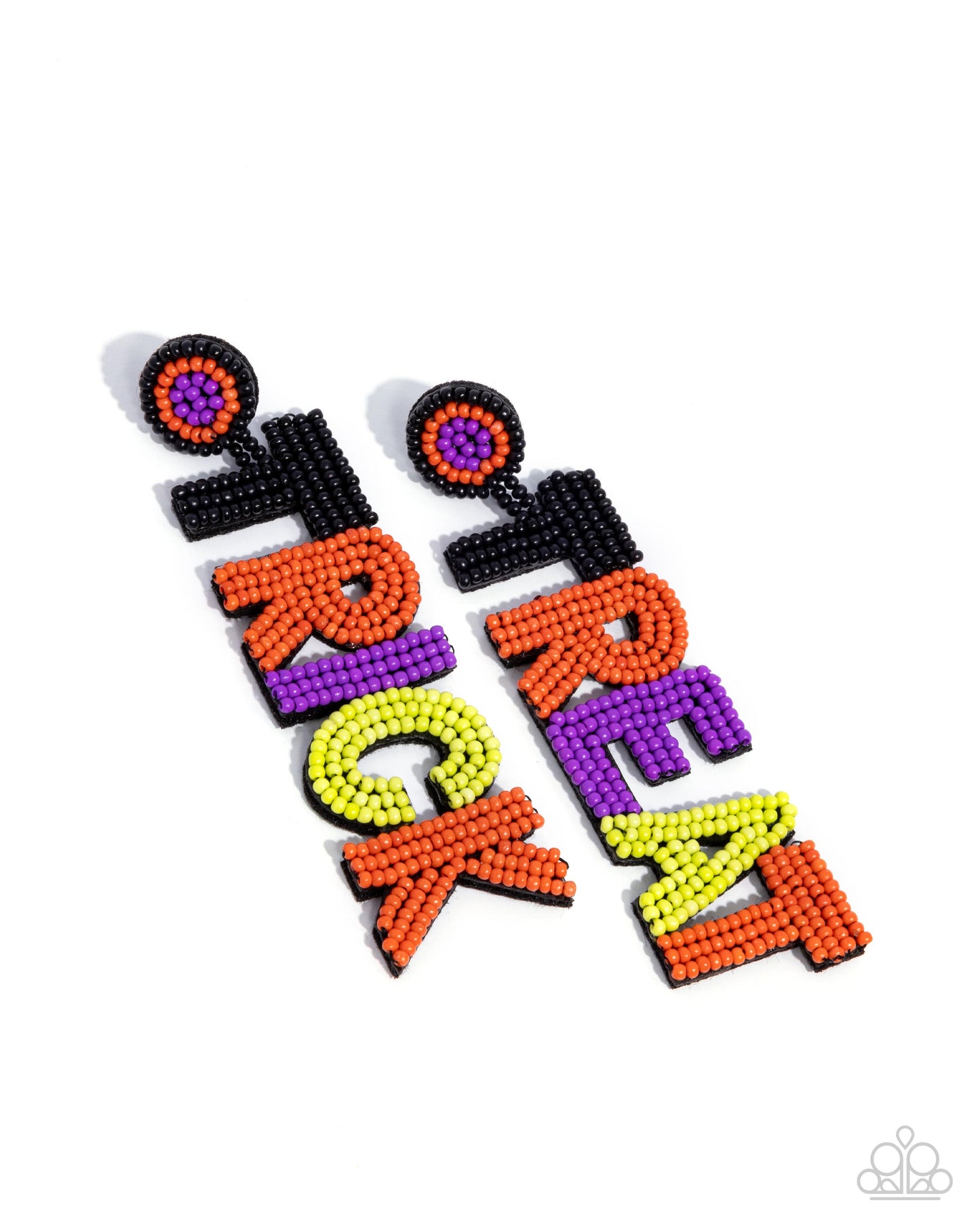 Halloween Hallmark - Multicolored Seed Beaded "Trick" "Treat" Paparazzi Earrings