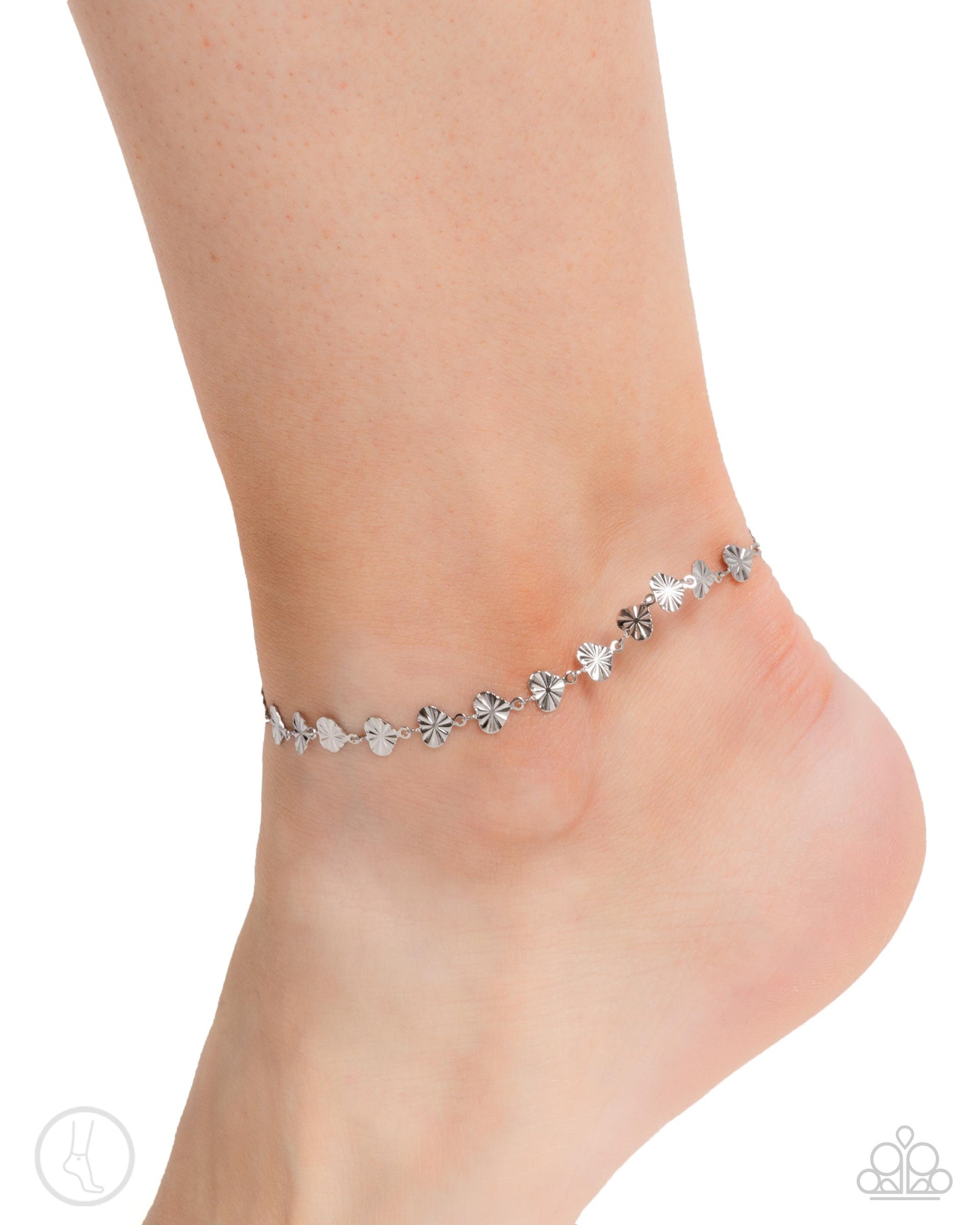 Fine Fortune - Silver Textured Stainless Steel Hearts Paparazzi Anklet