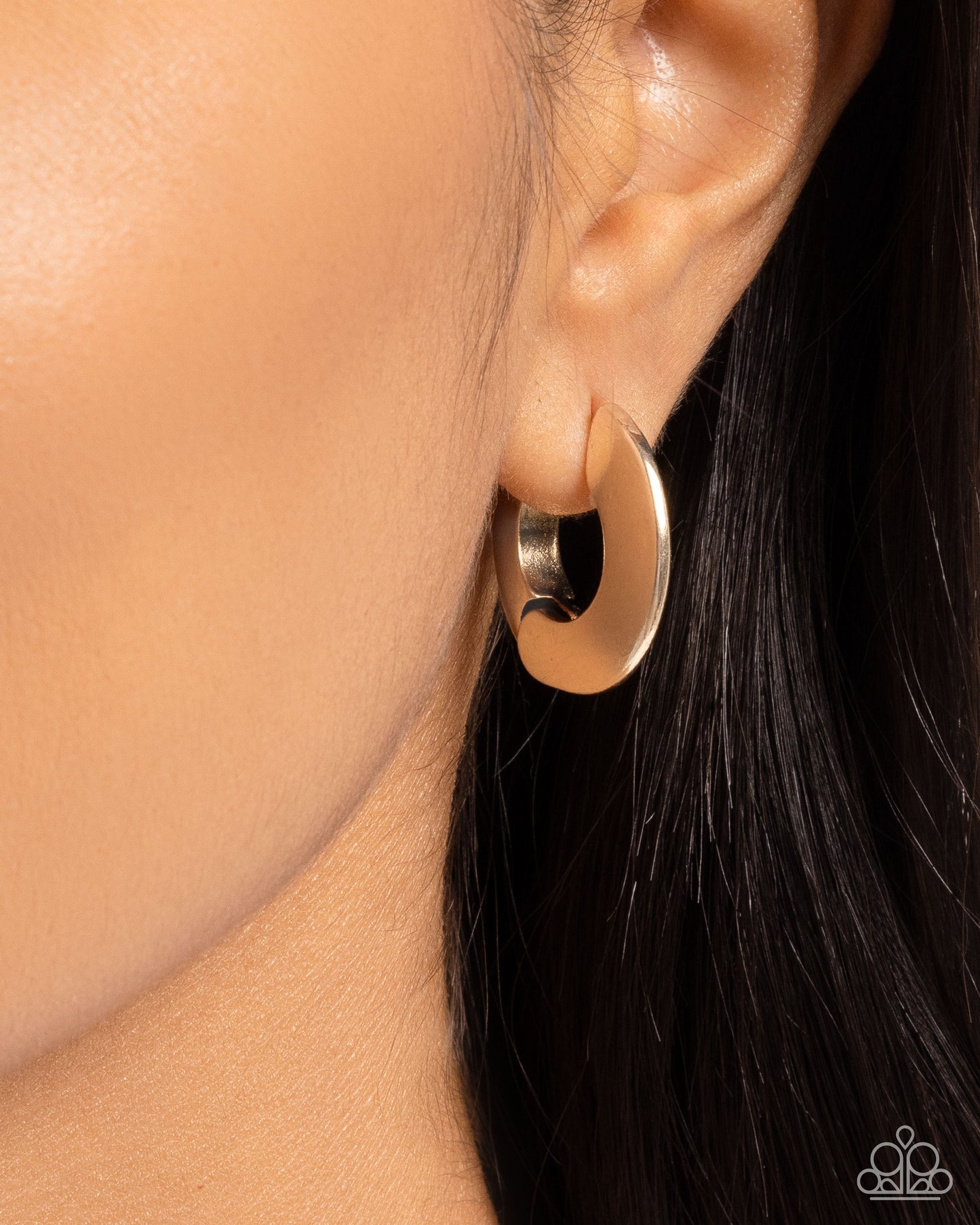 Intelligence Operation - Gold Flattened Hinge Hoop Paparazzi Earrings