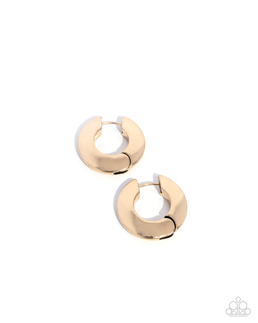 Intelligence Operation - Gold Flattened Hinge Hoop Paparazzi Earrings