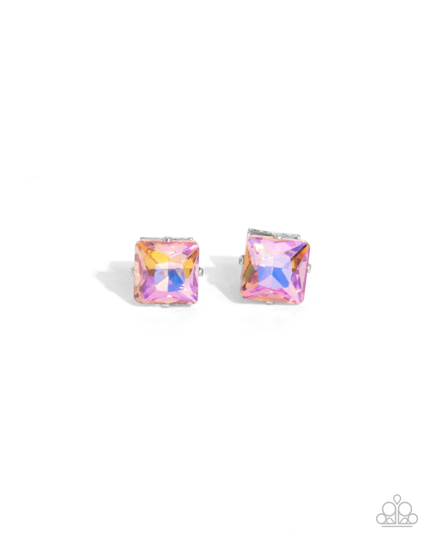 Squared Soprano - Orange Oversized UV Gem Paparazzi Stud Earrings
