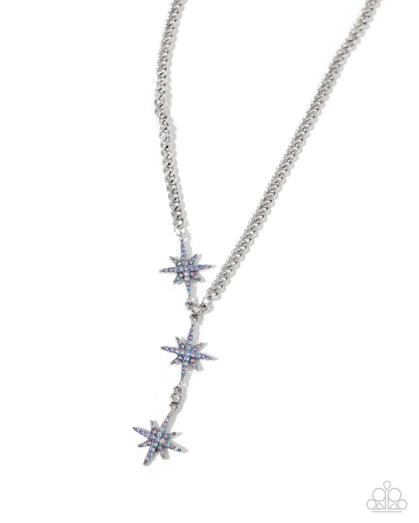 Stellar Story - Blue Iridescent Rhinestone Embellished Stars Paparazzi Necklace & matching earrings