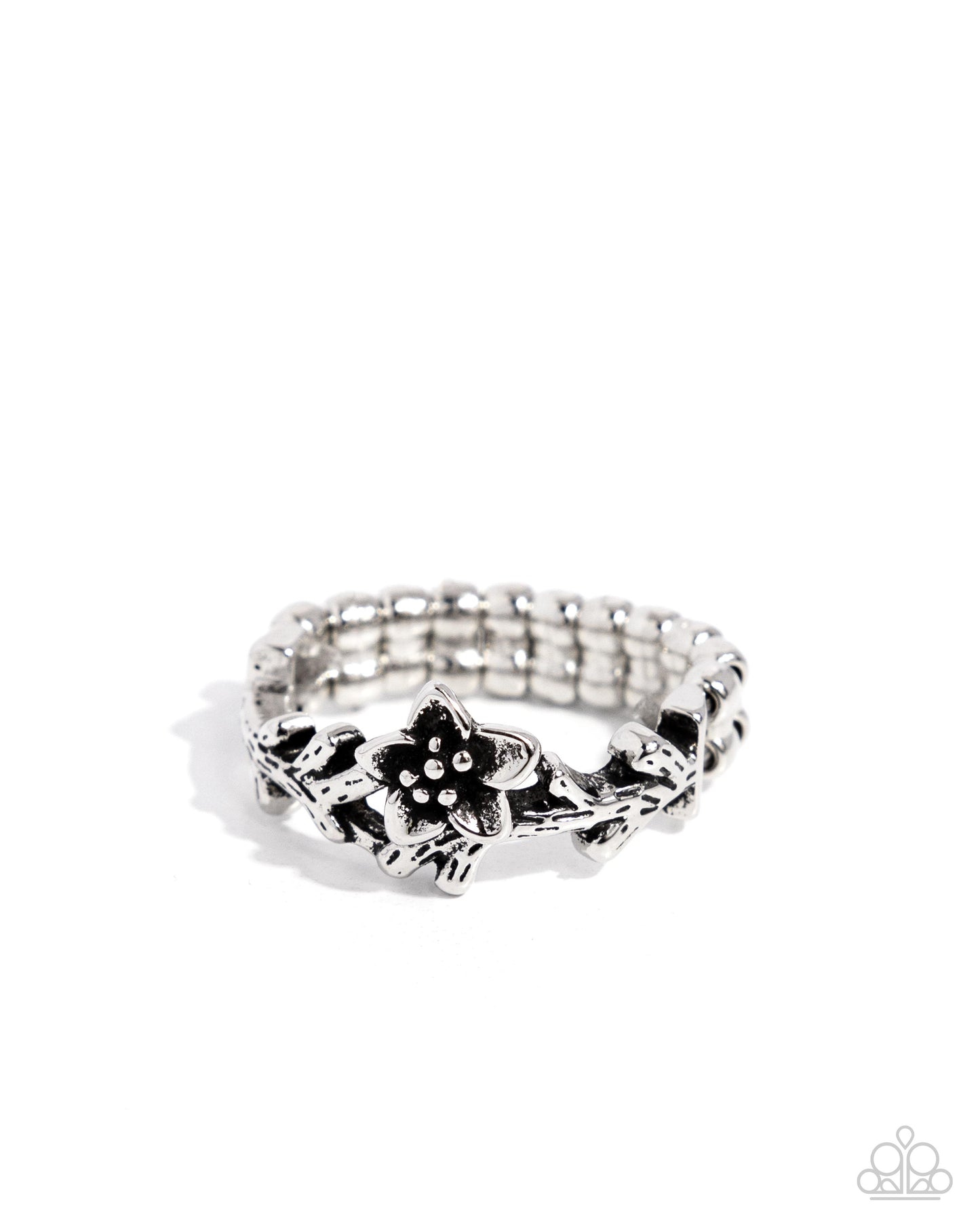 Kind Gesture - Silver Beaded Flower Paparazzi Ring