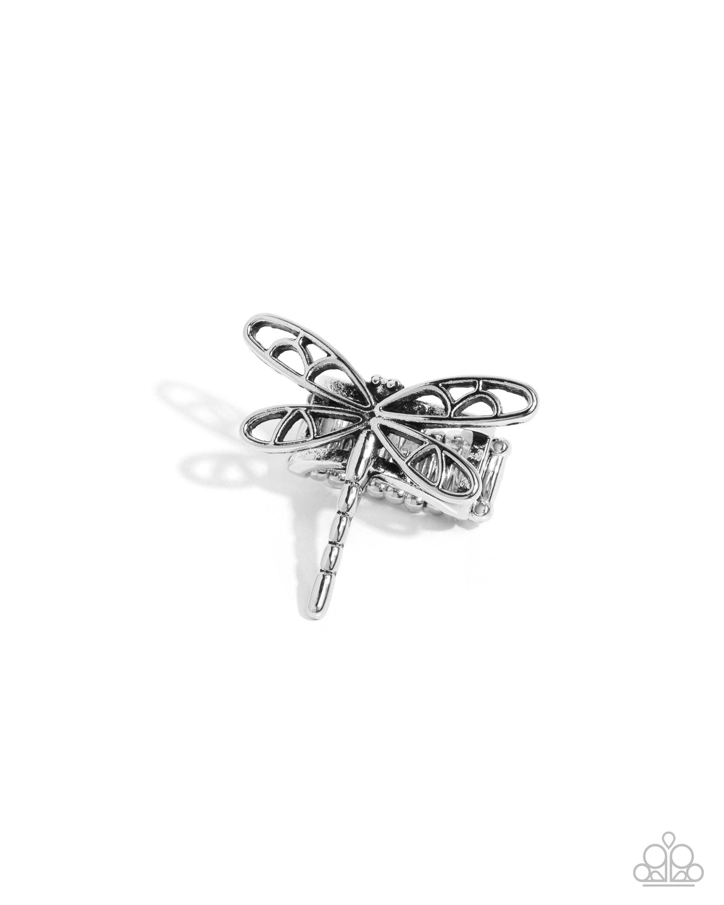 Dragonfly Depth - Silver Airy Dragonfly Paparazzi Ring